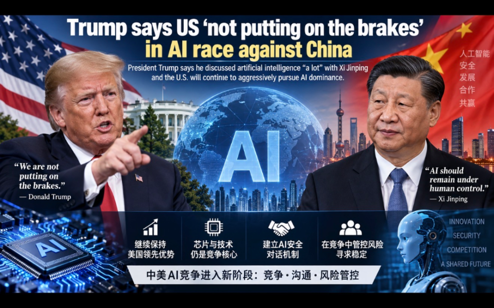 特朗普：美国不会在AI竞赛中“踩刹车”