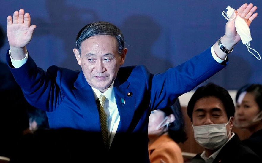 菅義偉當選爲自民黨黨魁,將接任安倍晉叁擔任日本首相