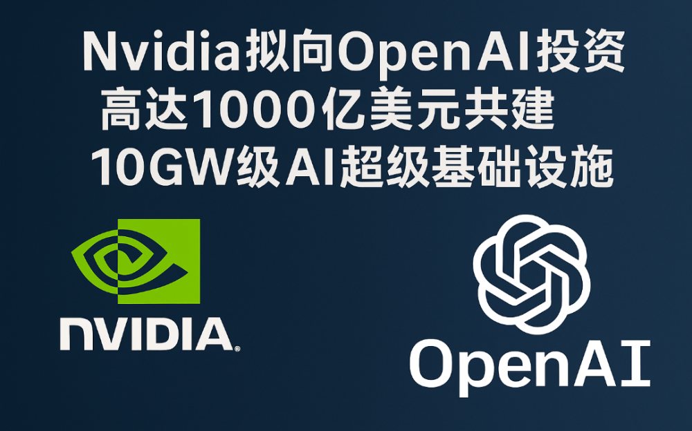 英偉達擬投資1000億美元入股OpenAI    兩大AI巨頭締結史上最大合作