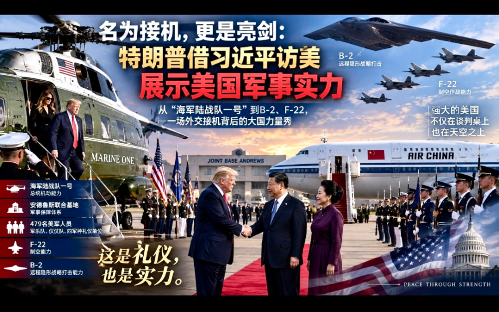 名为接机，更是亮剑：特朗普借习近平访美展示美国军事实力