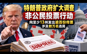 特朗普政府中期選舉前擴大調查非公民投票行動：向至少13州發出逾百份傳票，涉及數萬名選民