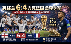 英格蘭6:4力克法國勇奪季軍  10球大戰創本屆世界杯單場進球紀錄   姆巴佩10球領跑金靴